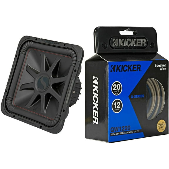 Kicker 45L7R154 L7R 15-Inch (38cm) Subwoofer, Dual Voice Coil, 4-Ohm & 46QW1220 12AWG 20ft Speaker Wire