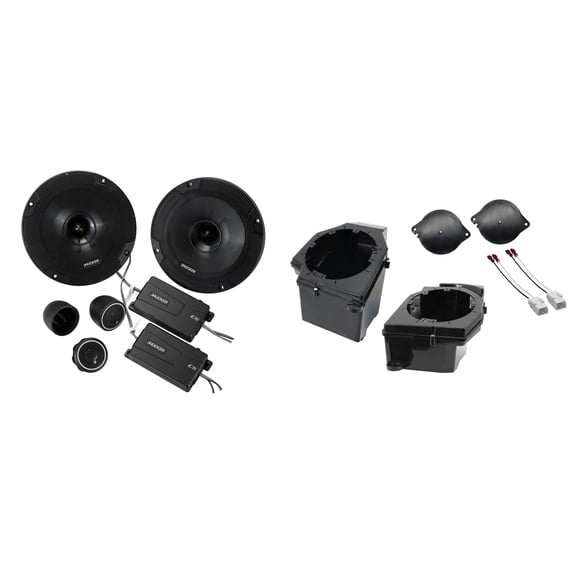 Kicker 46CSS654  6.5" CSS Component Speakers and Front 6.5" Speaker Pods with Tweeter Adaptors Compatible with Jeep JL (2018-2023) & JT (2020-2023)