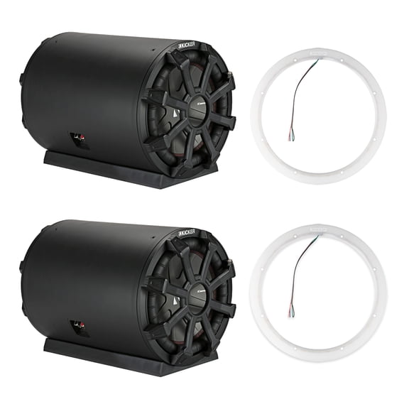 Kicker 46CWTB102 2 Pack 10" Subwoofers with LED Rings for UTV Pontoon