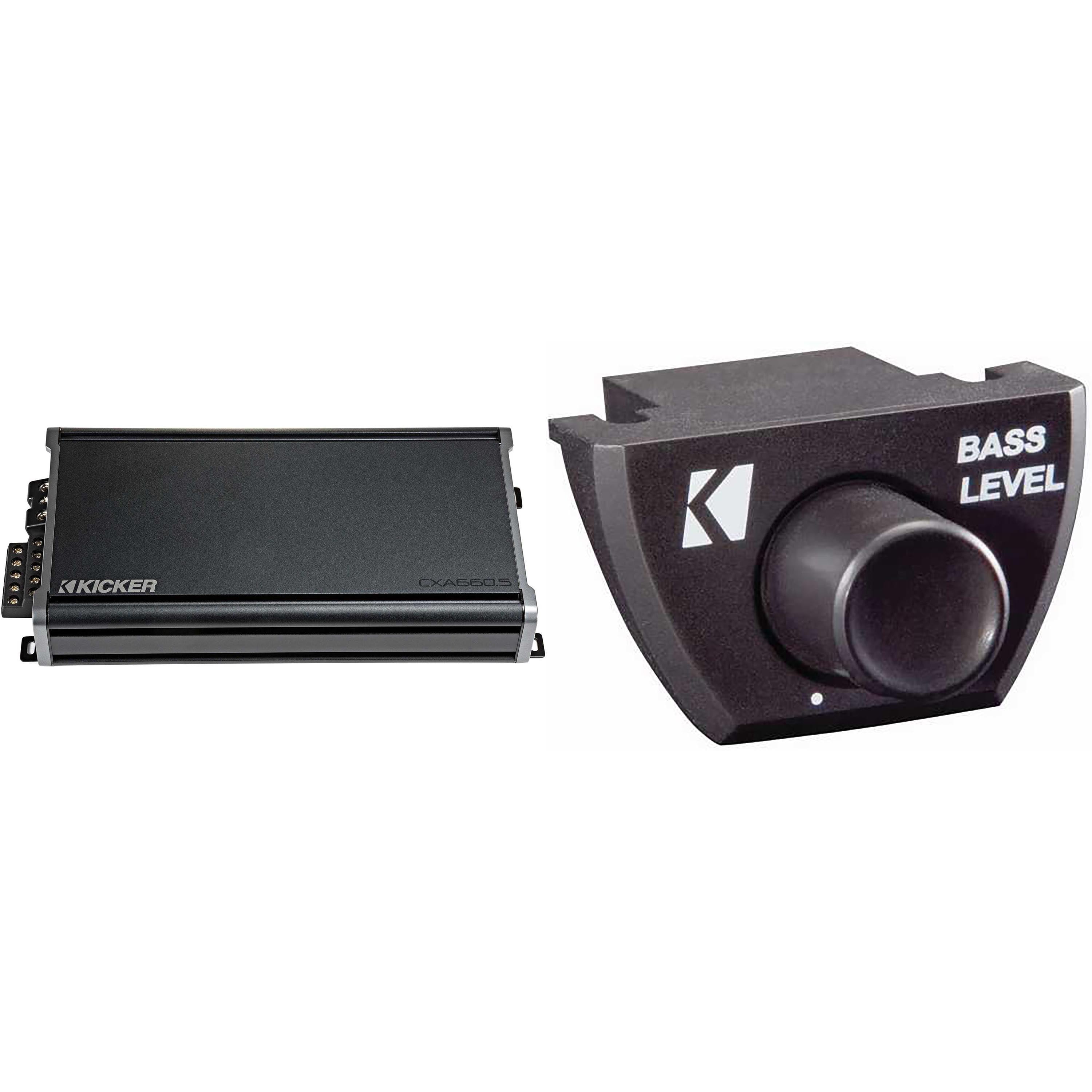 Kicker 46CXA6605 CXA6605 - 4x90-Watt 4-Channel Full-Range Amp w/300-watt Class D Sub Channel w/ Bass Knob Bundle
