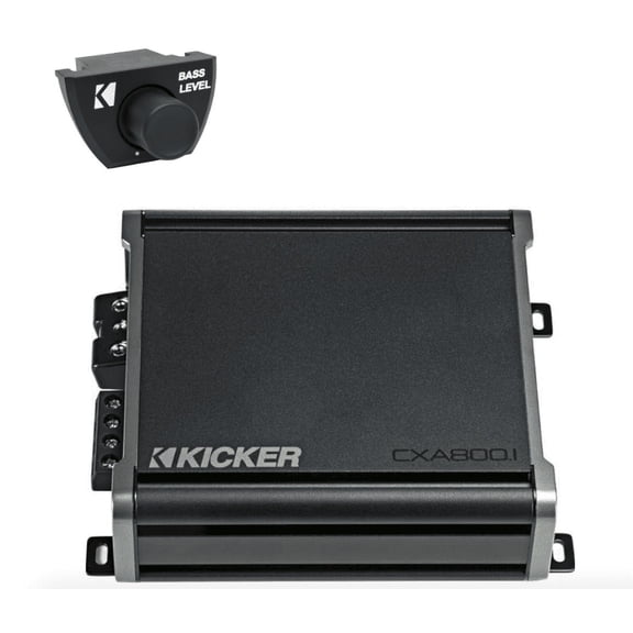Kicker 46CXA8001T CXA8001 - 800-Watt Mono Class D Subwoofer Amp w/ Bass Knob Bundle