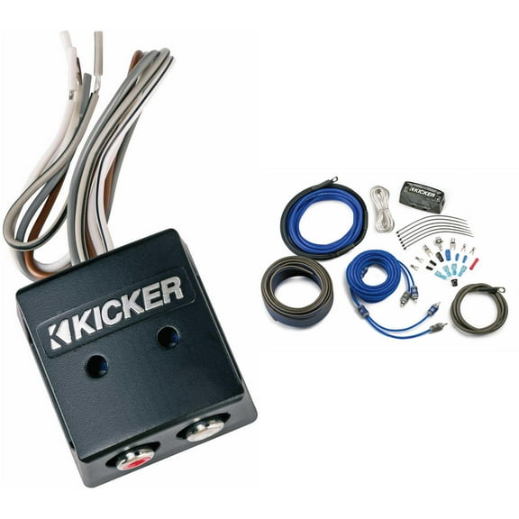 Kicker 46KISLOC K-Series Interconnect, Speaker To Rca W/ Line-Out Converter & 46CK4 4 AWG 2-Channel Amp Kit