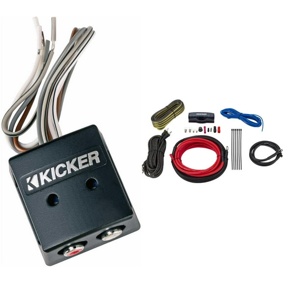 Kicker 46KISLOC K-Series Interconnect, Speaker To Rca W/ Line-Out Converter & 47VK8 8AWG 2-Channel Amp Kit