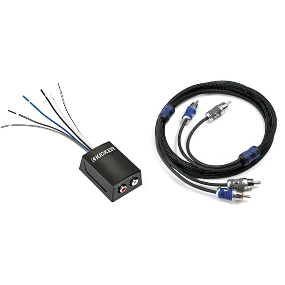 Kicker 46KISLOC2 K-Series Stereo Line-Output Converter w/ Remote Turn-On Output & 46QI22 2 Meter 2-Channel Signal Cable