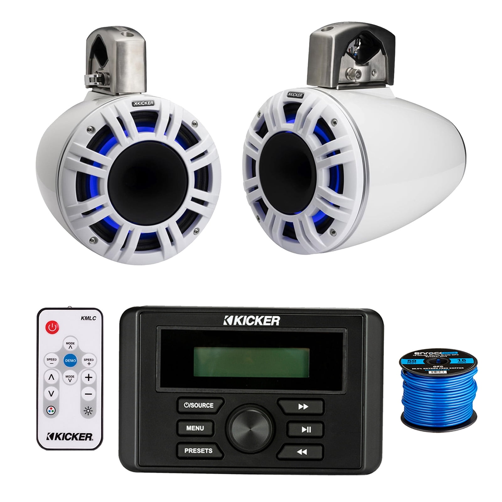 Kicker 46KMC3 AllWeather Marine Gauge Style USB Bluetooth AM/FM Media