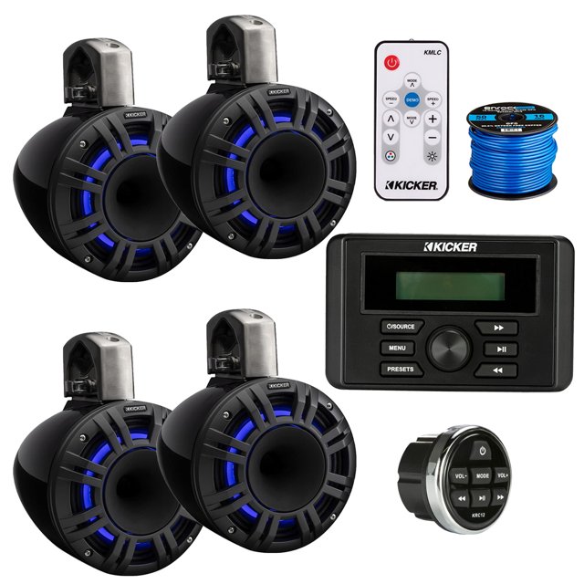 Kicker 46KMC3 AllWeather Marine Gauge Style USB Bluetooth AM/FM