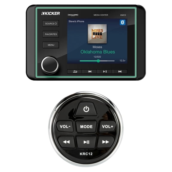 Kicker 46KMC5 Marine Stereo & 46KRC12 Wired Remote Bundle