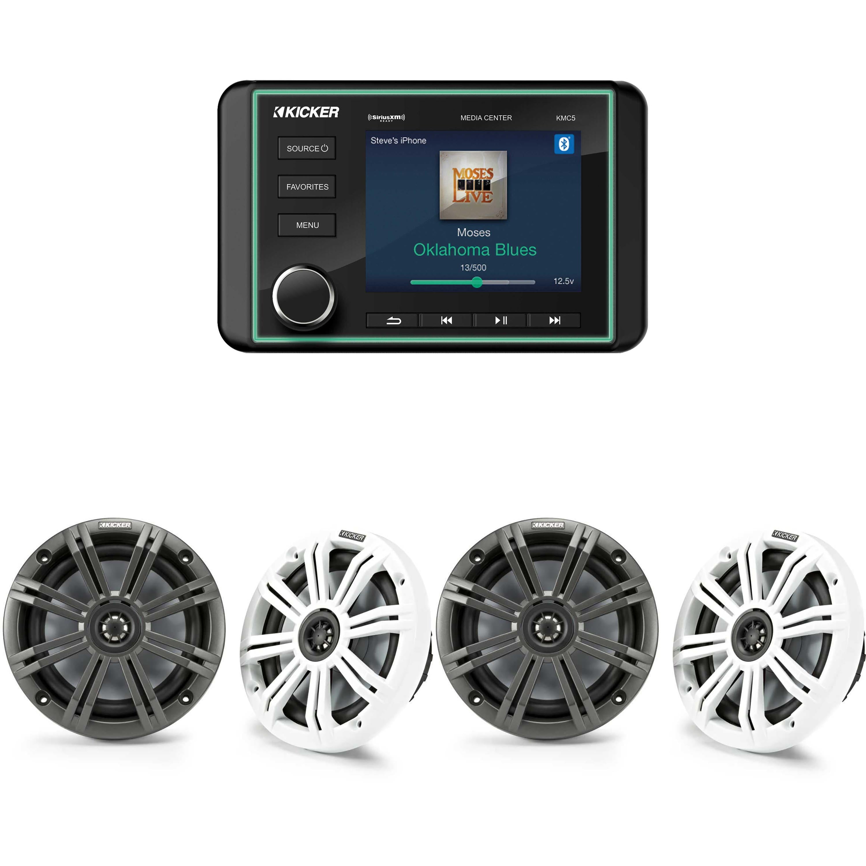 Kicker 45KM654 6.5" Marine Coaxial Speaker Pair - 195W RMS, Rustproof, For Boats