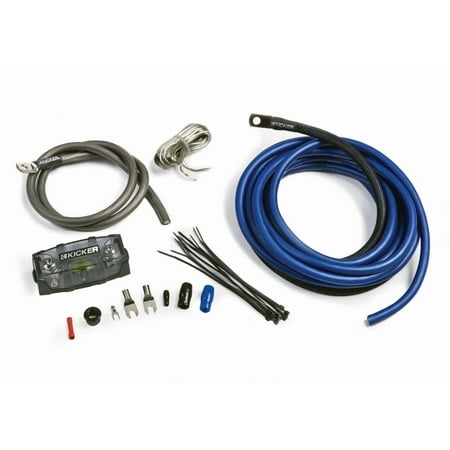 KICKER - P-Series 4AWG 2-Channel Amplifier Power Kit - Dark Gray/Blue