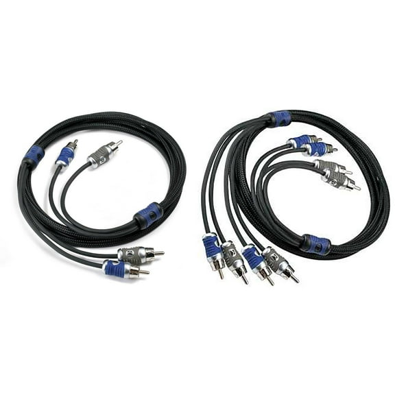 Kicker 46QI44 Q-Series 4-Channel RCA Interconnects & 46QI24 Q-Series 2-Channel RCA Interconnects, 4.0 Meter Bundle