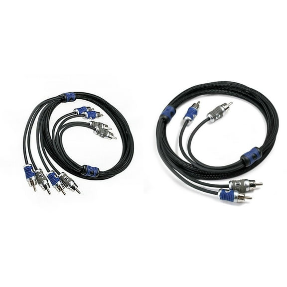 Kicker 46QI46 Q-Series 4-Channel RCA Interconnects & Kicker 46QI26 Q-Series 2-Channel RCA Interconnects, 6.0 Meter Bundle