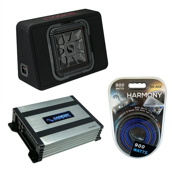 Kicker 46TL7T122 Car Audio L7T Loaded Square 12" Thin Sub Box & HA-A400.1 Amp