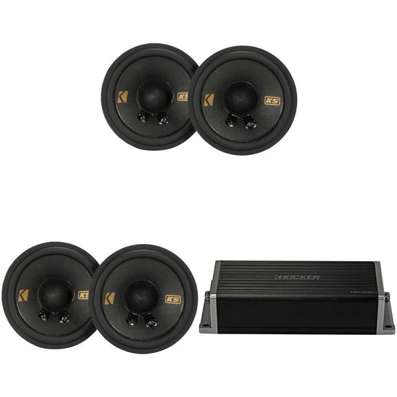 Kicker 47KEY2004 4-Channel DSP Smart Amp w/ (2) 51KSC2704 2.75 Audio Upgrade Bundle