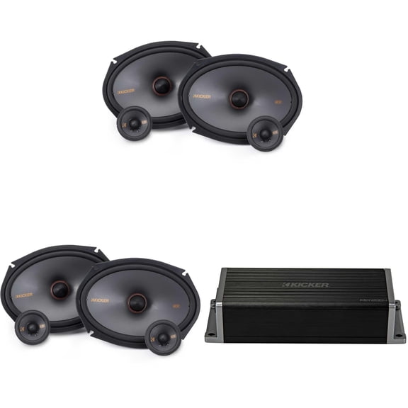 Kicker 47KEY2004 4-Channel DSP Smart Amp w/ (2) 51KSS269 6x9" Audio Upgrade Bundle