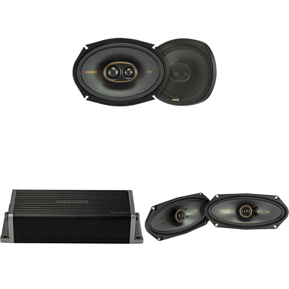 Kicker 47KEY2004 4-Channel DSP Smart Amp w/ 51KSC 4x10" & 6x9" 3-Way Audio Upgrade Bundle