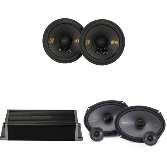 Kicker 47KEY2004 4-Channel DSP Smart Amp w/ 51KSS 2-way 6x9" & 2.75" Audio Upgrade Bundle