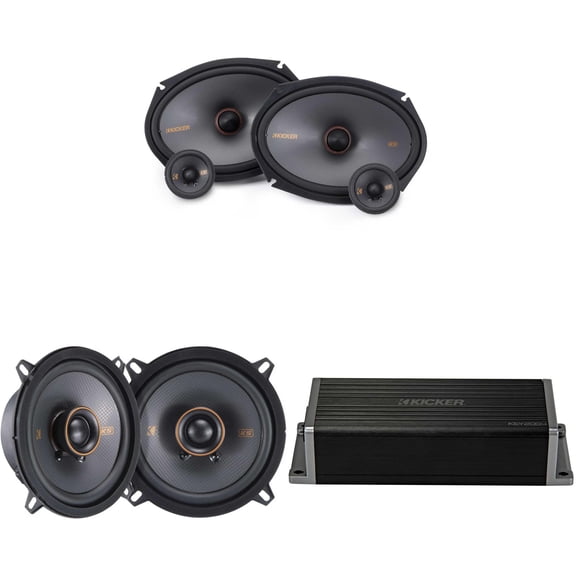 Kicker 47KEY2004 4-Channel DSP Smart Amp w/ 51KSS 2-way 6x9" & 5.25" Audio Upgrade Bundle