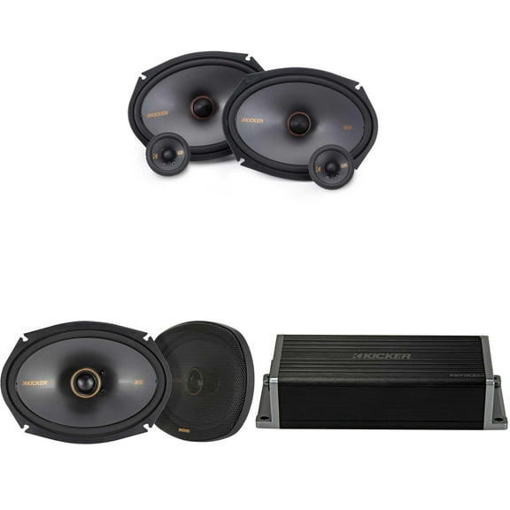 Kicker 47KEY2004 4-Channel DSP Smart Amp w/ 51KSS 2-way 6x9" & 6x9" Audio Upgrade Bundle