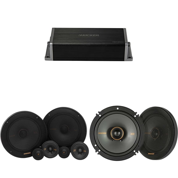 Kicker 47KEY2004 4-Channel DSP Smart Amp w/ 51KSS 6.5" 3-way & 6.5" Audio Upgrade Bundle