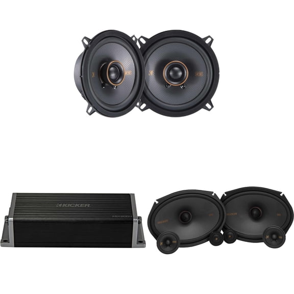 Kicker 47KEY2004 4-Channel DSP Smart Amp w/ 51KSS 6x9" 3-way & 5.25" Audio Upgrade Bundle