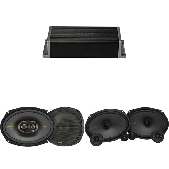 Kicker 47KEY2004 4-Channel DSP Smart Amp w/ 51KSS 6x9" 3-way & 6x9" 3-way Audio Upgrade Bundle