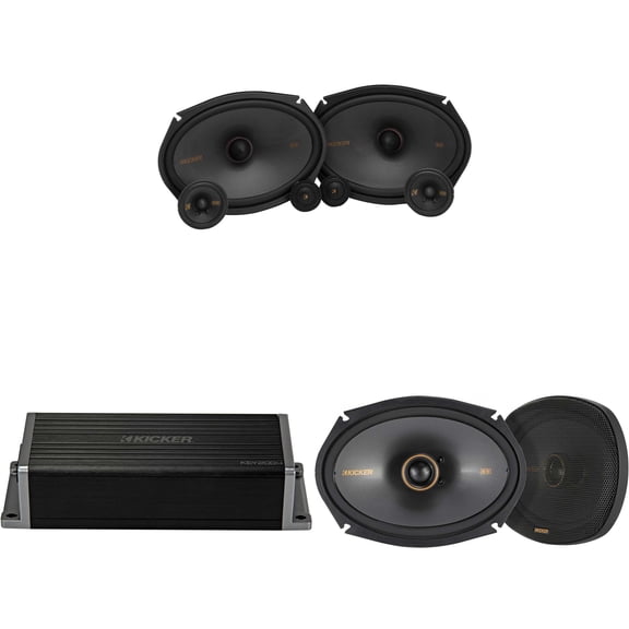 Kicker 47KEY2004 4-Channel DSP Smart Amp w/ 51KSS 6x9" 3-way & 6x9" Audio Upgrade Bundle