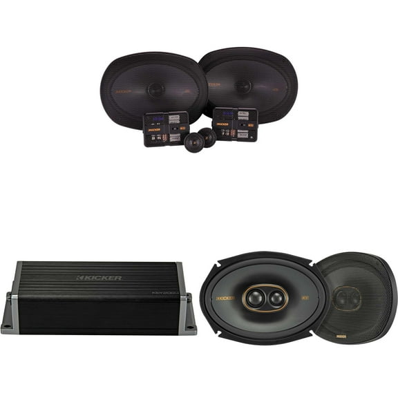 Kicker 47KEY2004 4-Channel DSP Smart Amp w/ 51KSS 6x9" & 6x9" 3-way Audio Upgrade Bundle