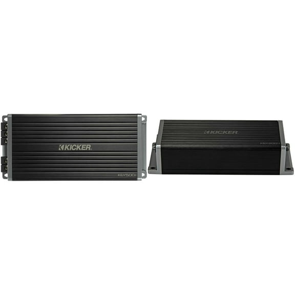 Kicker 47KEY2004 4-Channel DSP Smart Amplifier, 4x50W w/ 47KEY5001 500-Watt Mono Channel Amp With Start/Stop Capability, Bundle