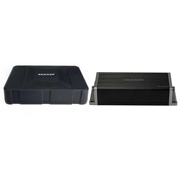 Kicker 47KEY2004 4-Channel DSP Smart Amplifier, 4x50W w/ 51HS8 Hideaway Compact Powered Subwoofer Enclosure with 8-Inch Subwoofer HS8 Bundle