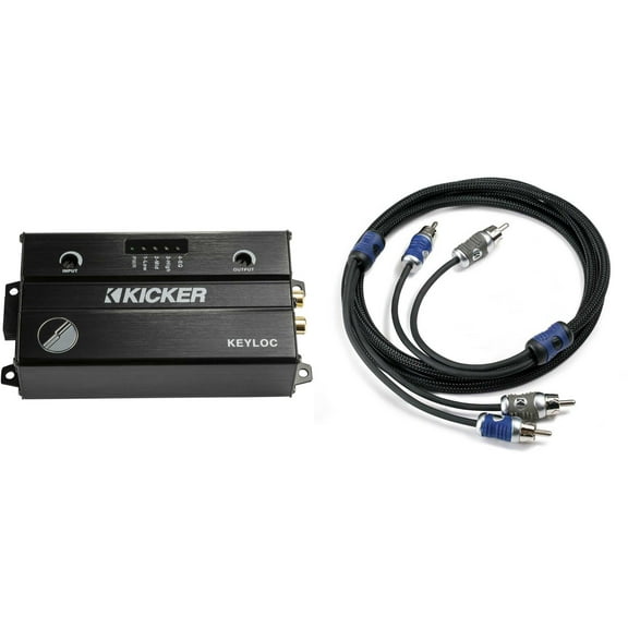 Kicker 47KEYLOC Key Series Smart Powered Line-Out Converter & 46QI22 2 Meter 2-Channel Signal Cable