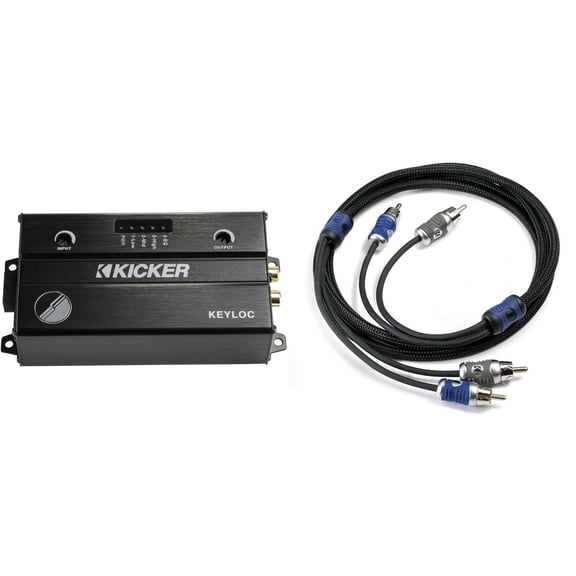 Kicker 47KEYLOC Key Series Smart Powered Line-Out Converter & 46QI24 4 Meter 2-Channel Signal Cable