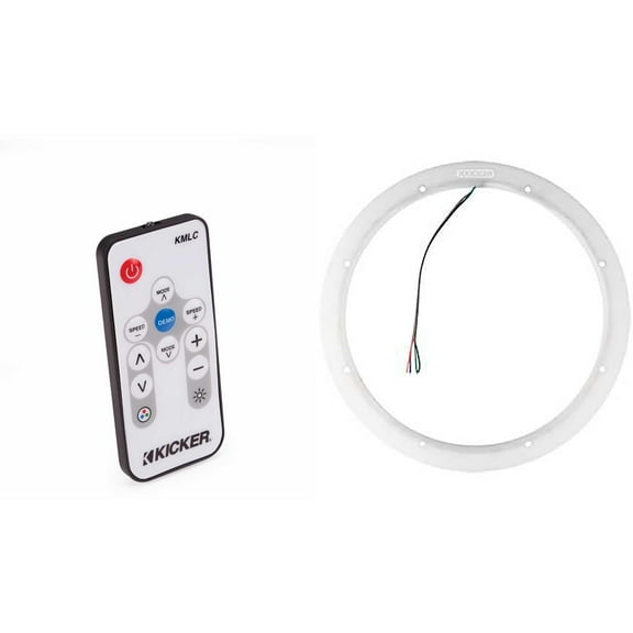 Kicker 47KLSR10 10" Weather Proof Led Lighted Speaker Ring, Single w/ 41KMLC LED Remote Bundle