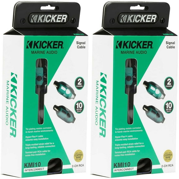 Kicker 47KMI10 Marine Series 2-Ch Rca Interconnect, 10.0m (2 Pair Bundle )