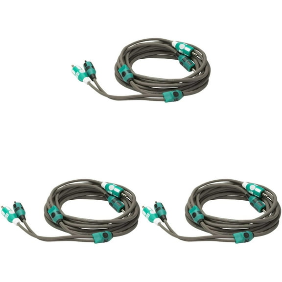 Kicker 47KMI3 Marine Series 2-Ch Rca Interconnect, 3.0m (3 Pair Bundle )