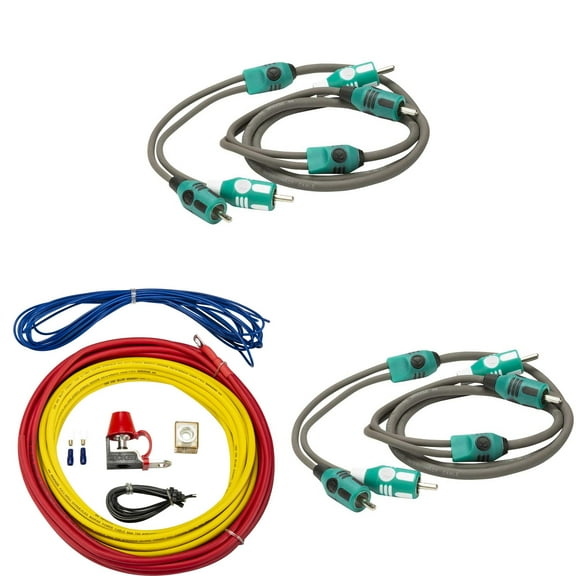 Kicker 47KMPK8 Marine 8awg Amp Power Kit & (2) 47KMI1 1 Meter RCA Cable
