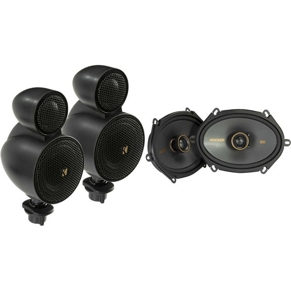 Kicker 47KSMT2504 KSMT250 Dual Pod Component System w/ 2.5" mids and 1" tweeters w/ 51KSC6804 6x8" Coaxial Bundle