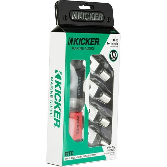 Kicker 47RT0 Nickel Plated 1/0awg 5/16' Ring Terminal 4 Pack