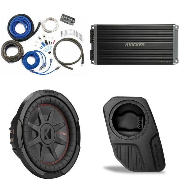 Kicker 48CWRT102 Subwoofer BR-DS10U Add-On & 47KEY5001, CK8 Amp Kit Bundle Compatible With 2021-2025 Ford Bronco 4-Door Rear Door