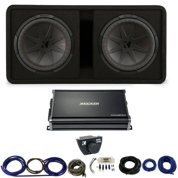 Kicker 48DCWR122 12" CompR Box w/ 46CXA12001 Amp Bass Control Knob & Install Kit