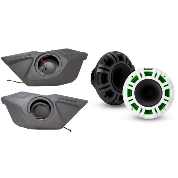 Kicker 48KMXL65 6.5" Horn-Loaded Marine Speakers and Front Door 6.5in Speaker Pods Compatible with Polaris RZR Pro 2020-2024
