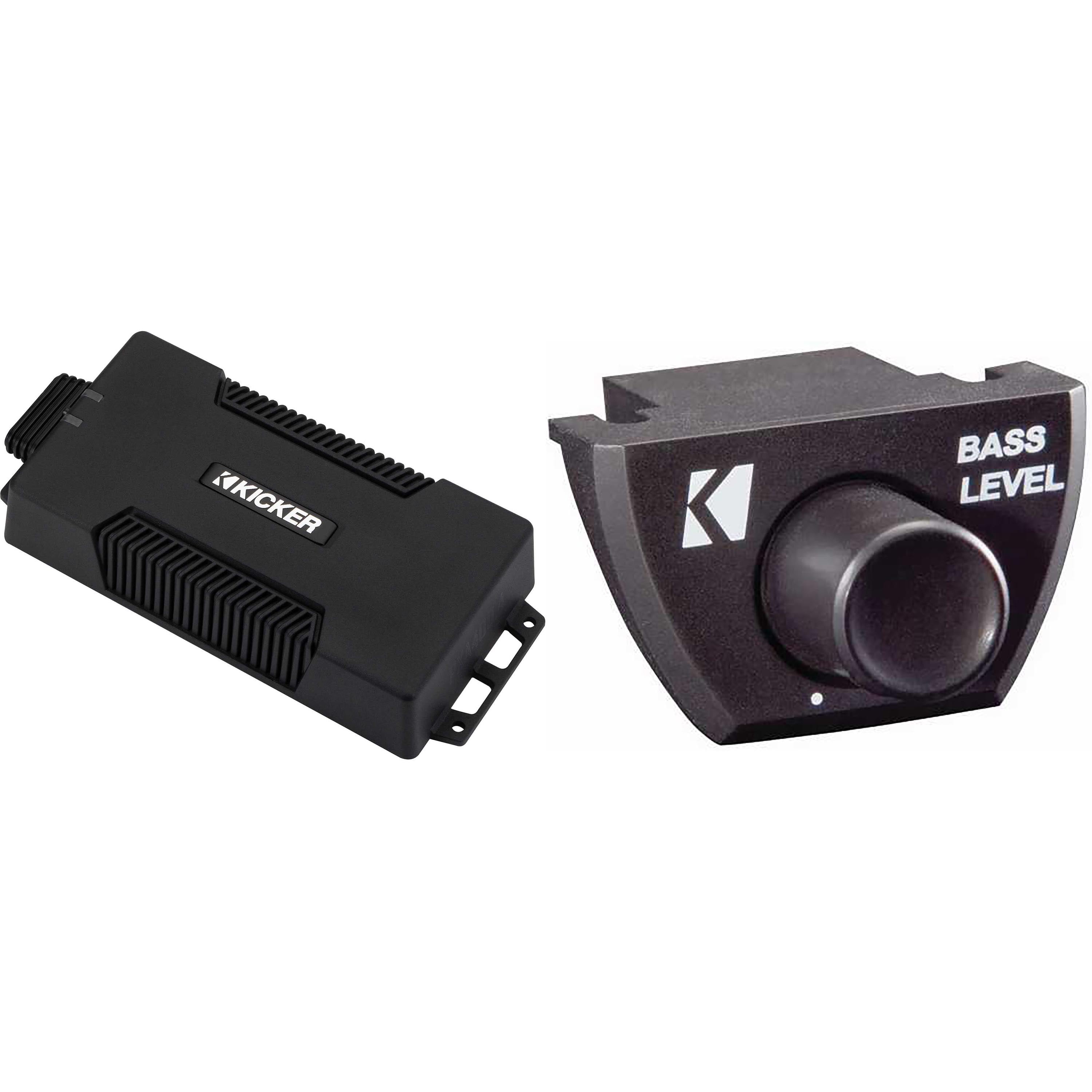 Kicker 48PXA4004 Weatherproof Powersport Amplifier - 4x100-Watt Full-Range Amplifier w/ Bass Knob Bundle