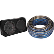 Kicker 48TCWRT122 CompRT 12" subwoofer in thin profile enclosure, 2ohm with Speaker Wire Bundle