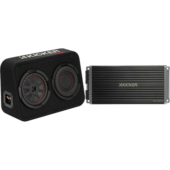 Kicker 48TCWRT672 CompRT 6" subwoofer in thin profile enclosure, 2ohm with 47KEY5001 Amp Bundle