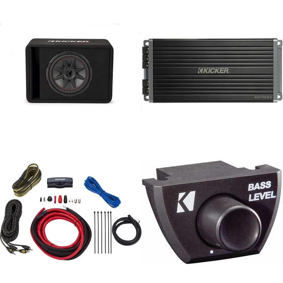 Kicker 48VCVR122 CompVR 12" in vented box, w/ 47KEY5001 Amp With Bass Knob, Amp Kit Bundle