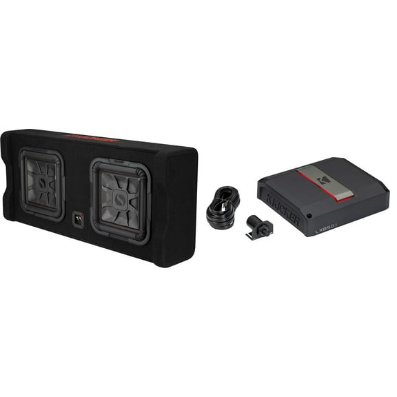 Kicker 49DL7TDF122 Dual Down Firing L7 Thin 12" Enclosure with LX8501 Mono Amplifier Bundle