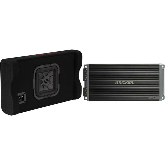 Kicker 49L7TDF82 Down-Firing 8" L7T 2-Ohm Subwoofer Enclosure & KEY5001 Smart Sub Amp / Processor Bundle