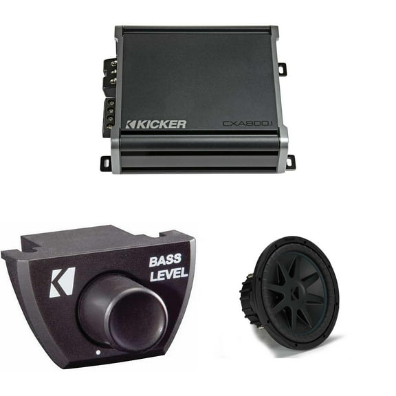 Kicker 50CVX124 CompVX 12" Sub, Dual 4-Ohm & 46CXA8001 Amplifier w/ Bass Knob Bundle