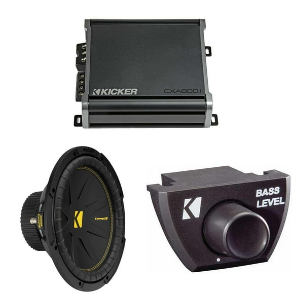 Kicker 50CWCS124 CompC 12" Subwoofer, Single 4-Ohm with CXA8001 Amp Bundle ( Includes Bass Knob )
