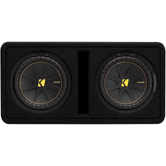 Kicker Dual 10-inch CompC Subwoofers, Vented Enclosure, 2-Ohm, 1200W ...