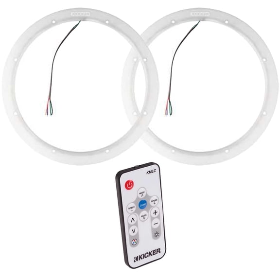 Kicker 50KLSR65 6.5" Weather Proof Led Lighted Speaker Ring, Pair w/ 41KMLC LED Remote Bundle